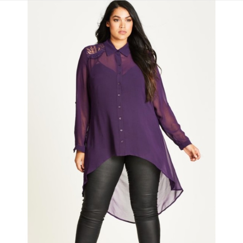 City Chic Cheeky Cowl Shirt - Blackberry